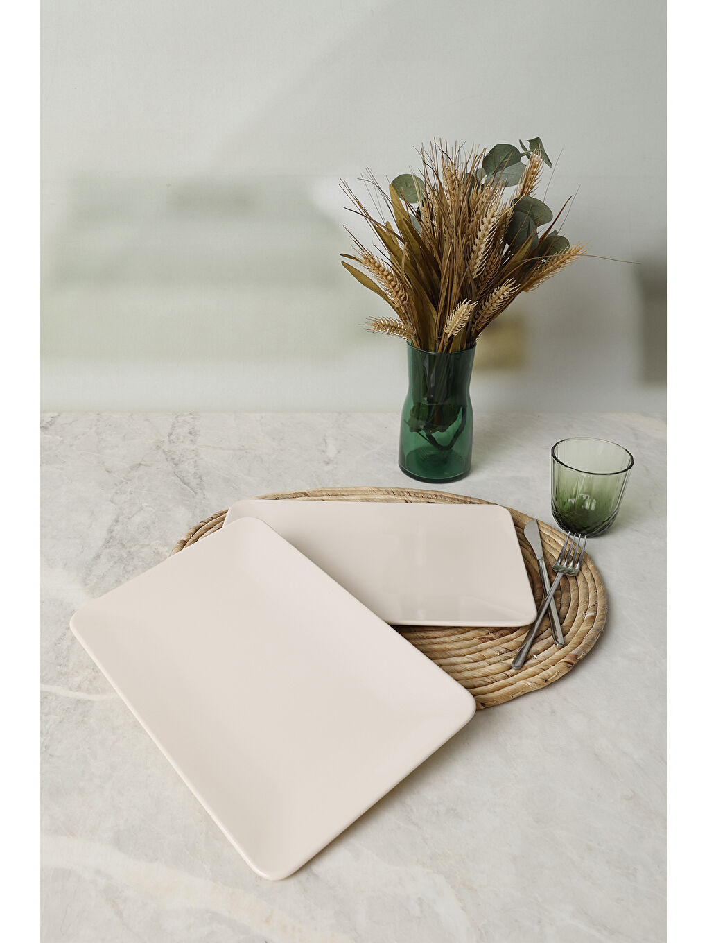 Kahverengi Krem Siera Kayık Tabak 31*21 Cm 2 Adet