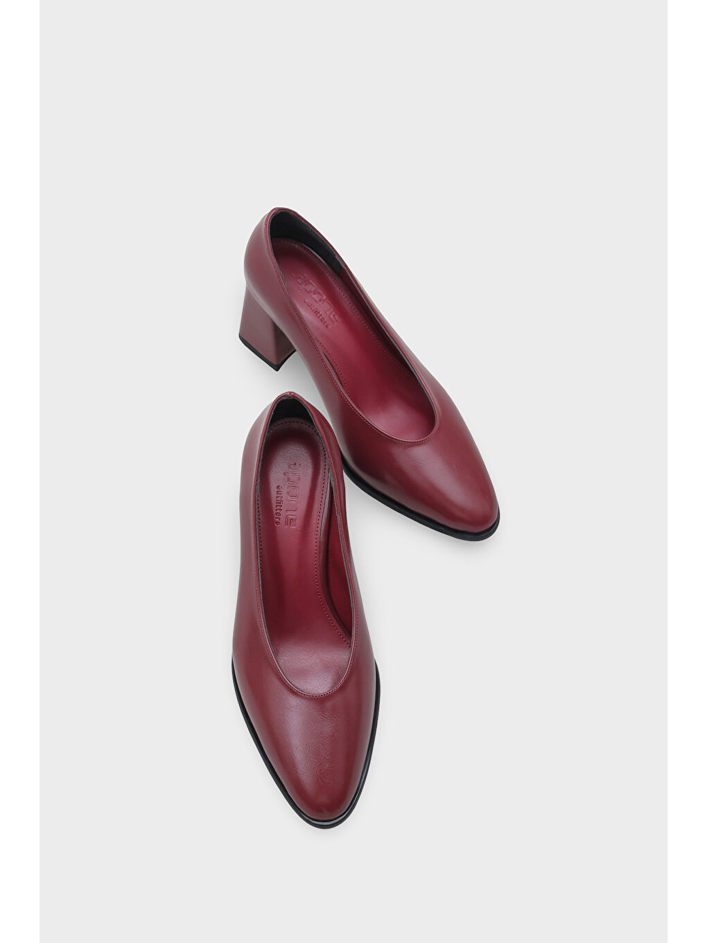 Bordo Daisie Yuvarlak Burunlu Orta Topuklu Günlük Kadın Topuklu Ayakkabı-6