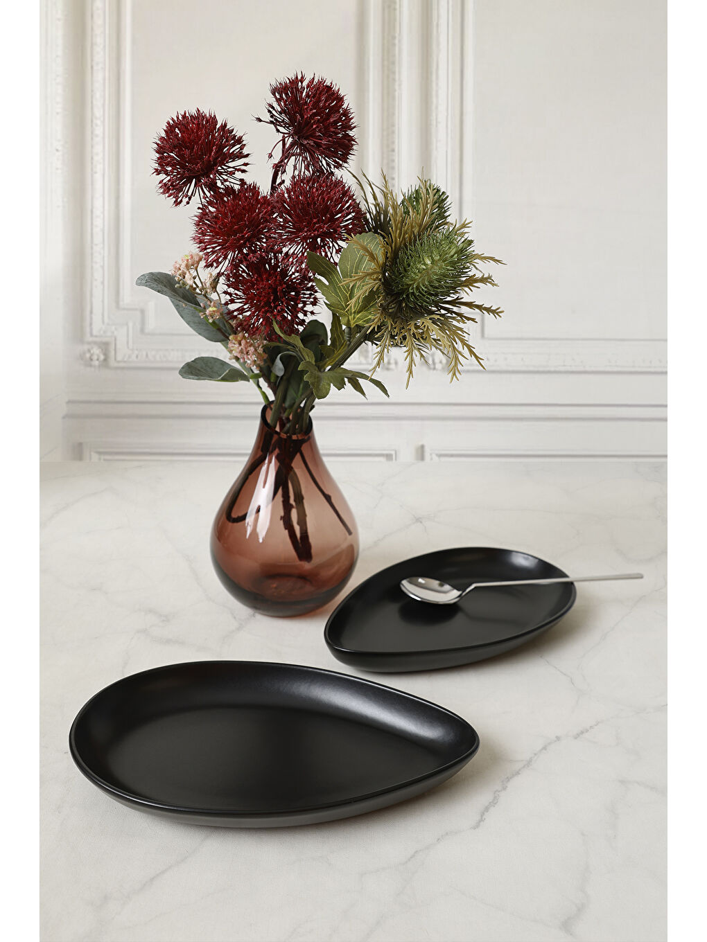 Mat Siyah Serenity Kayık Tabak 24 Cm 2 Adet