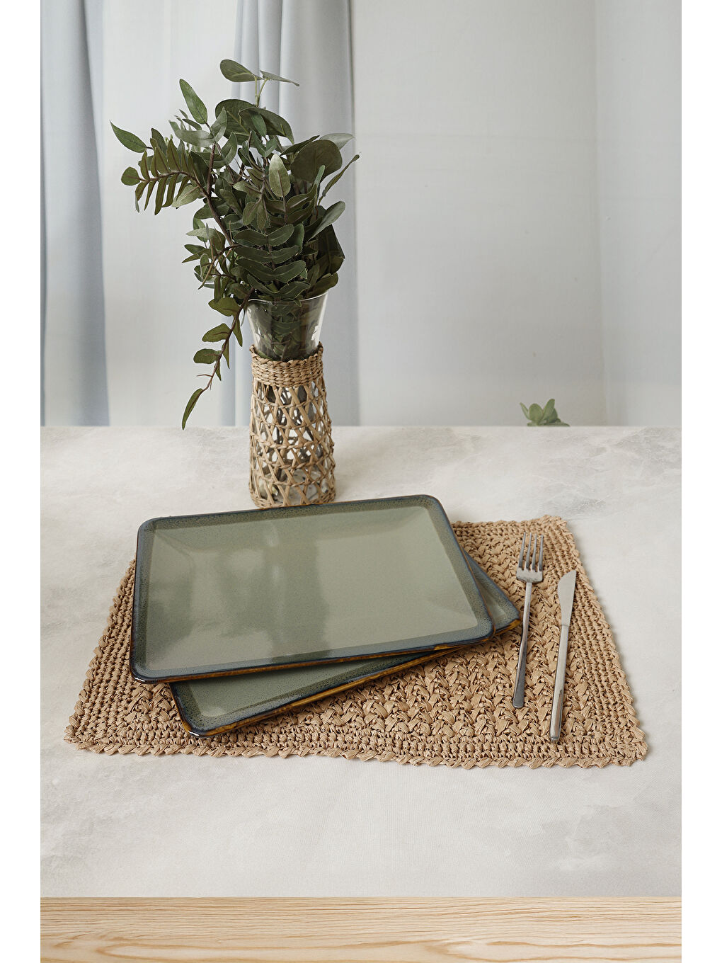 Reaktif Yeşil Siera Kayık Tabak 31*21 Cm 2 Adet-1