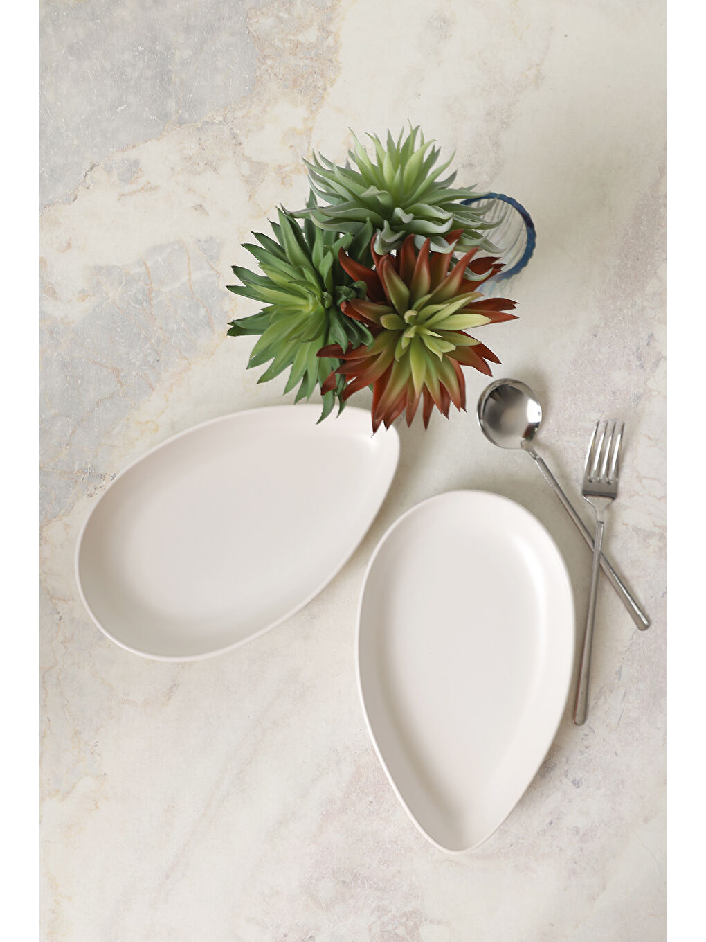 Mat Beyaz Serenity Kayık Tabak 24 Cm 2 Adet