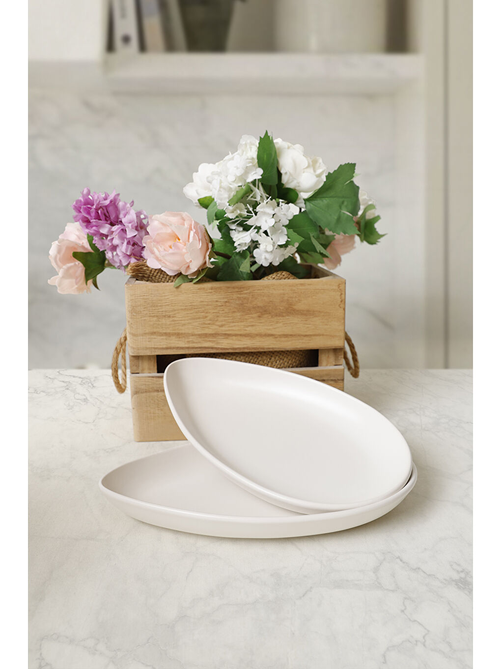 Mat Beyaz Serenity Kayık Tabak 24 Cm 2 Adet-1