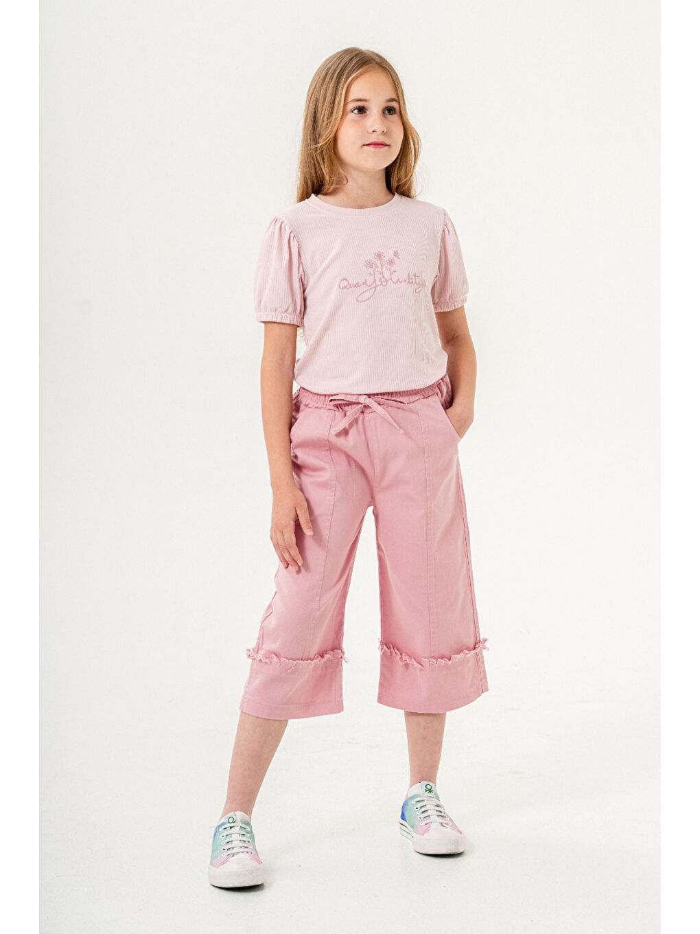 Pembe Kapri Pantolonlu Kız Çocuk Takım 21091