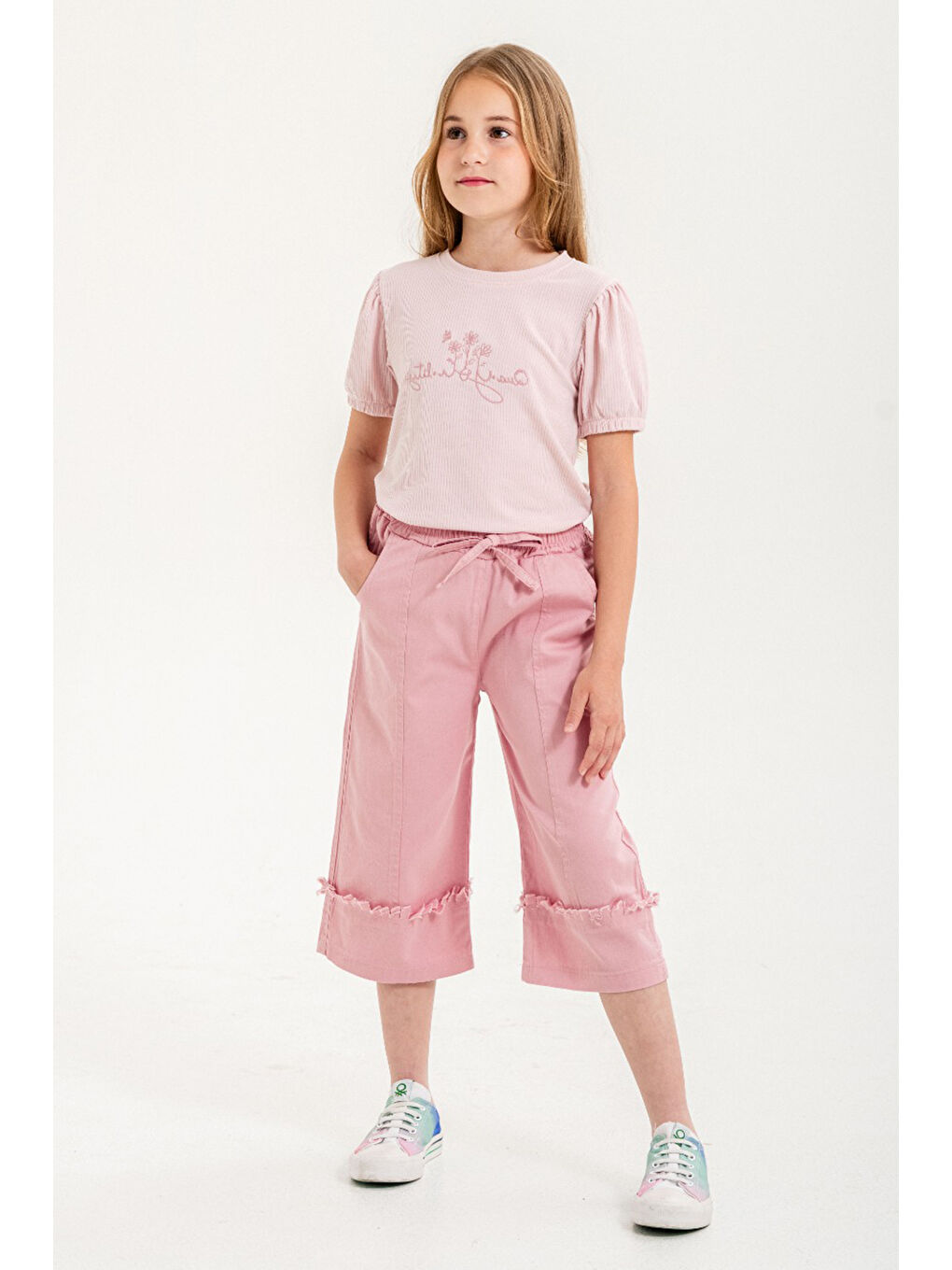 Pembe Kapri Pantolonlu Kız Çocuk Takım 21091-2