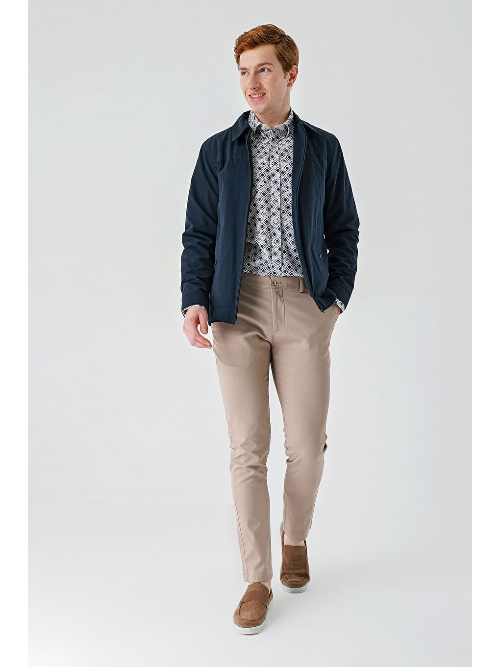 Koyu Lacivert Bez Ayağı Polo Yaka Düz Tam Astar Slim Fit Casual Mont 1007240101-4