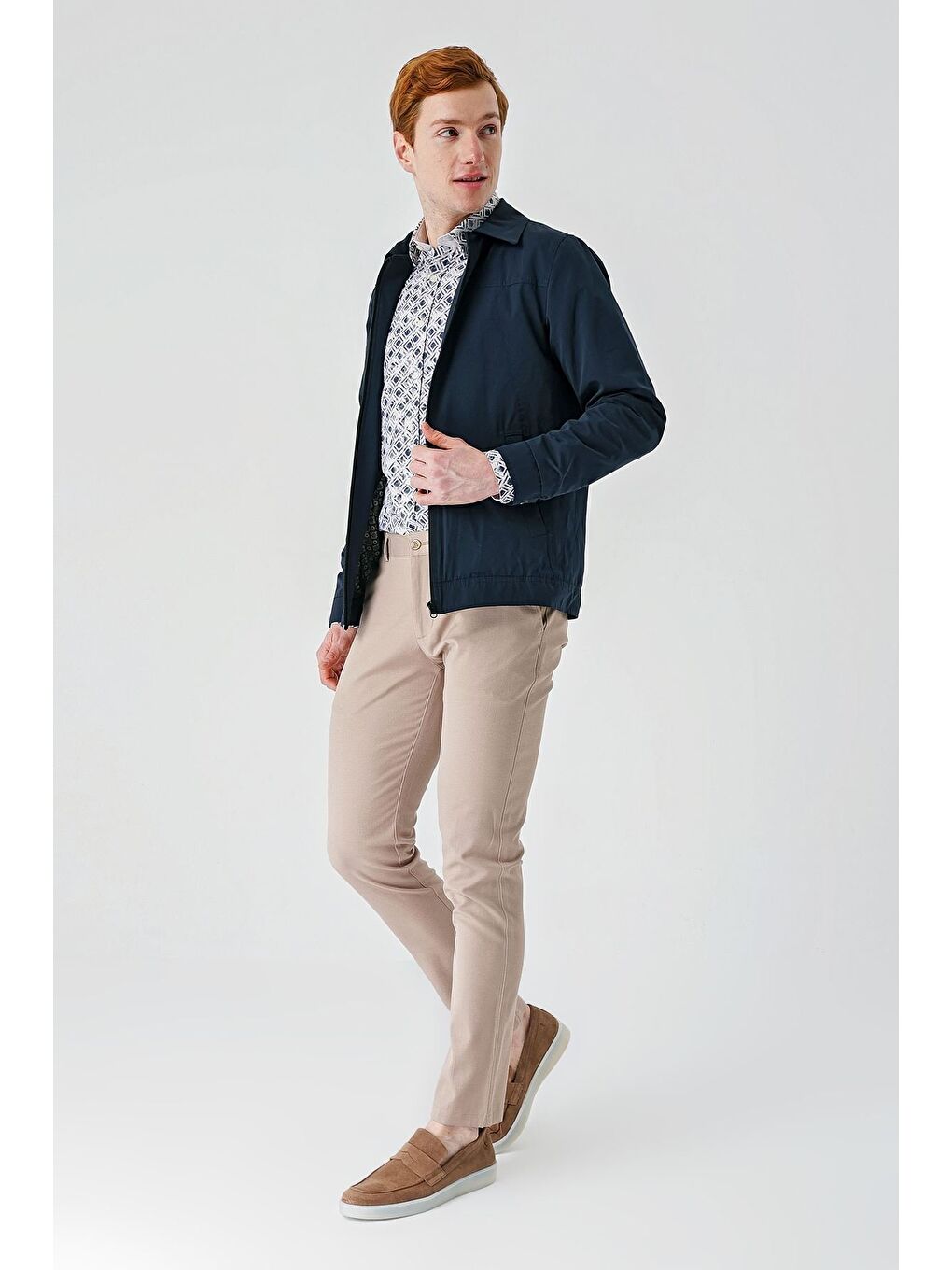 Koyu Lacivert Bez Ayağı Polo Yaka Düz Tam Astar Slim Fit Casual Mont 1007240101-5