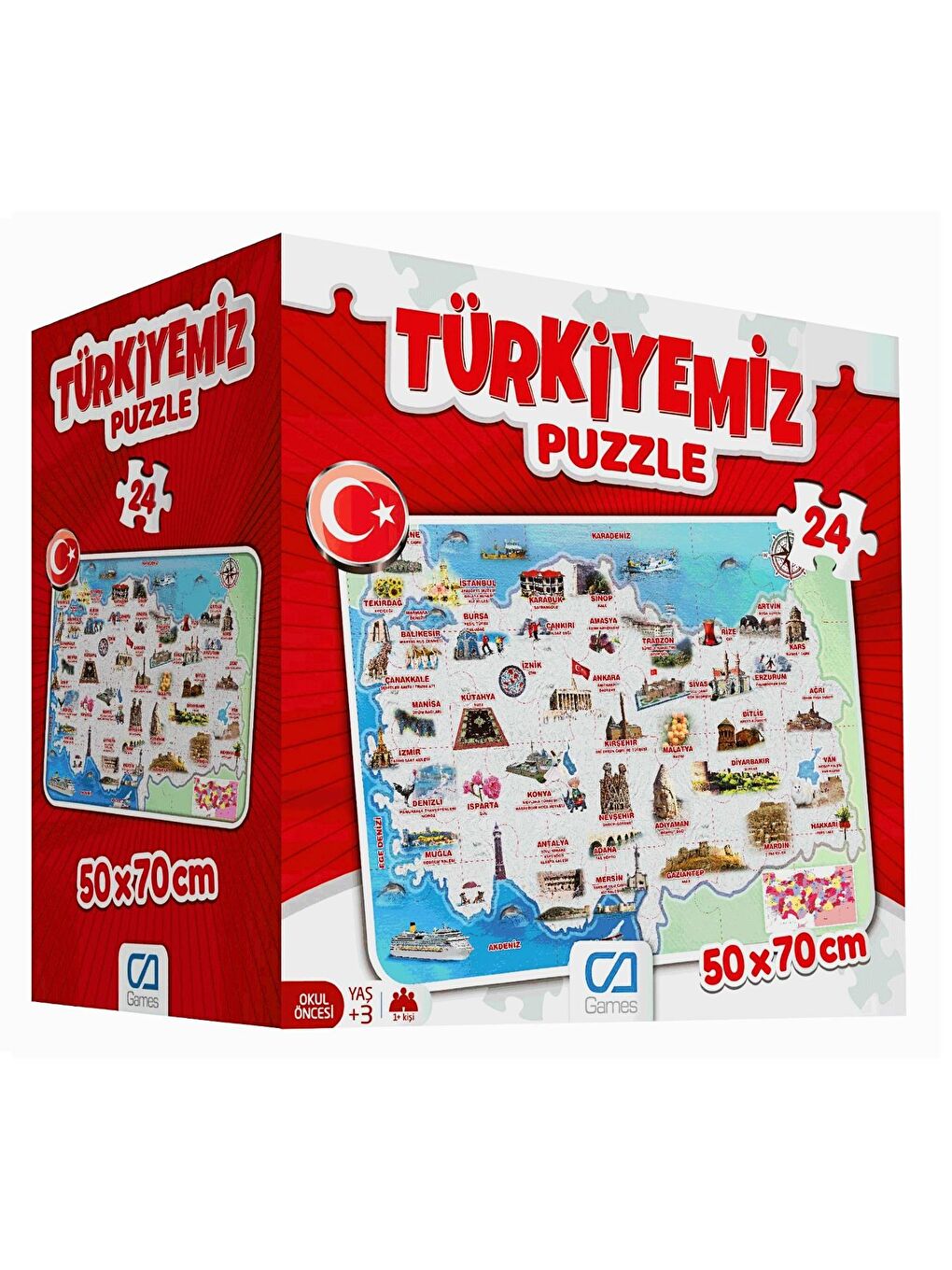 Türkiyemiz Yer Puzzle 24 Parça 50x70 Kod:5079