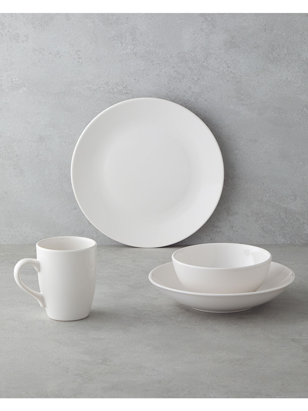 Ekru Seramik Yemek Takımı 4 Parça Tek Kişilik Krem