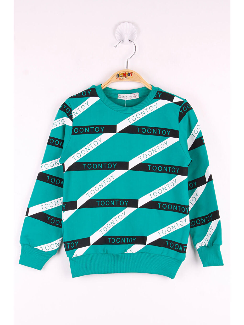 Toontoykids Yeşil Erkek Çocuk Şeritli Sweatshirt