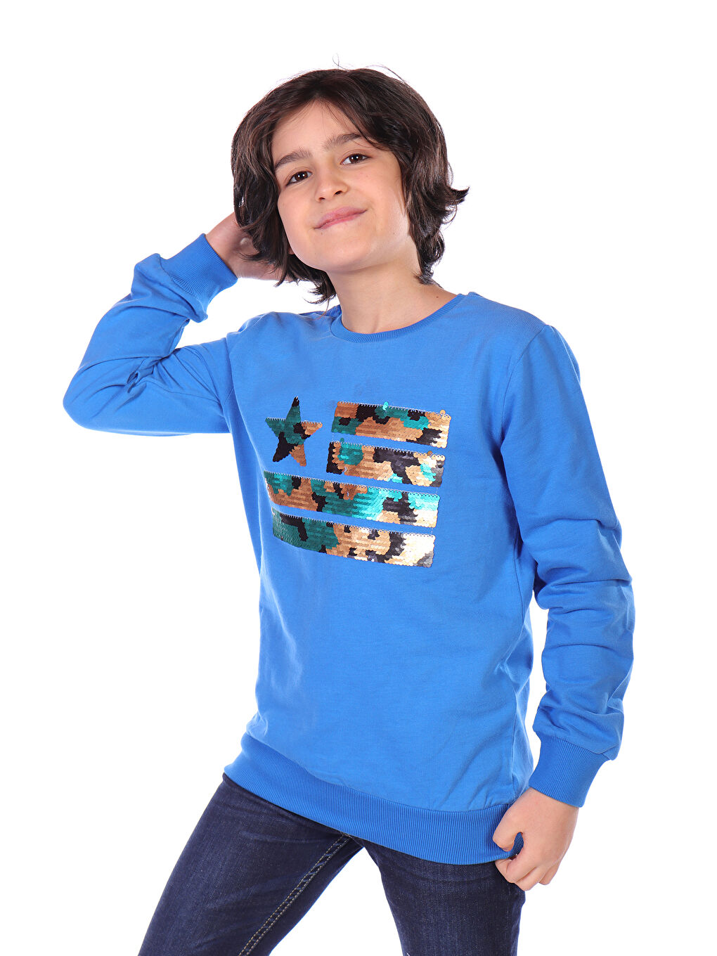 Toontoykids Saks Erkek Çocuk Kamuflaj Pullu Sweatshirt