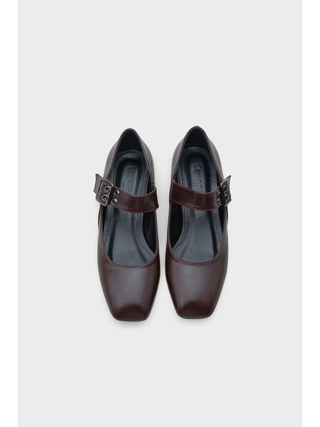 Bordo Darell Kısa Topuklu Küt Burunlu Bantlı Kadın Ayakkabı-5