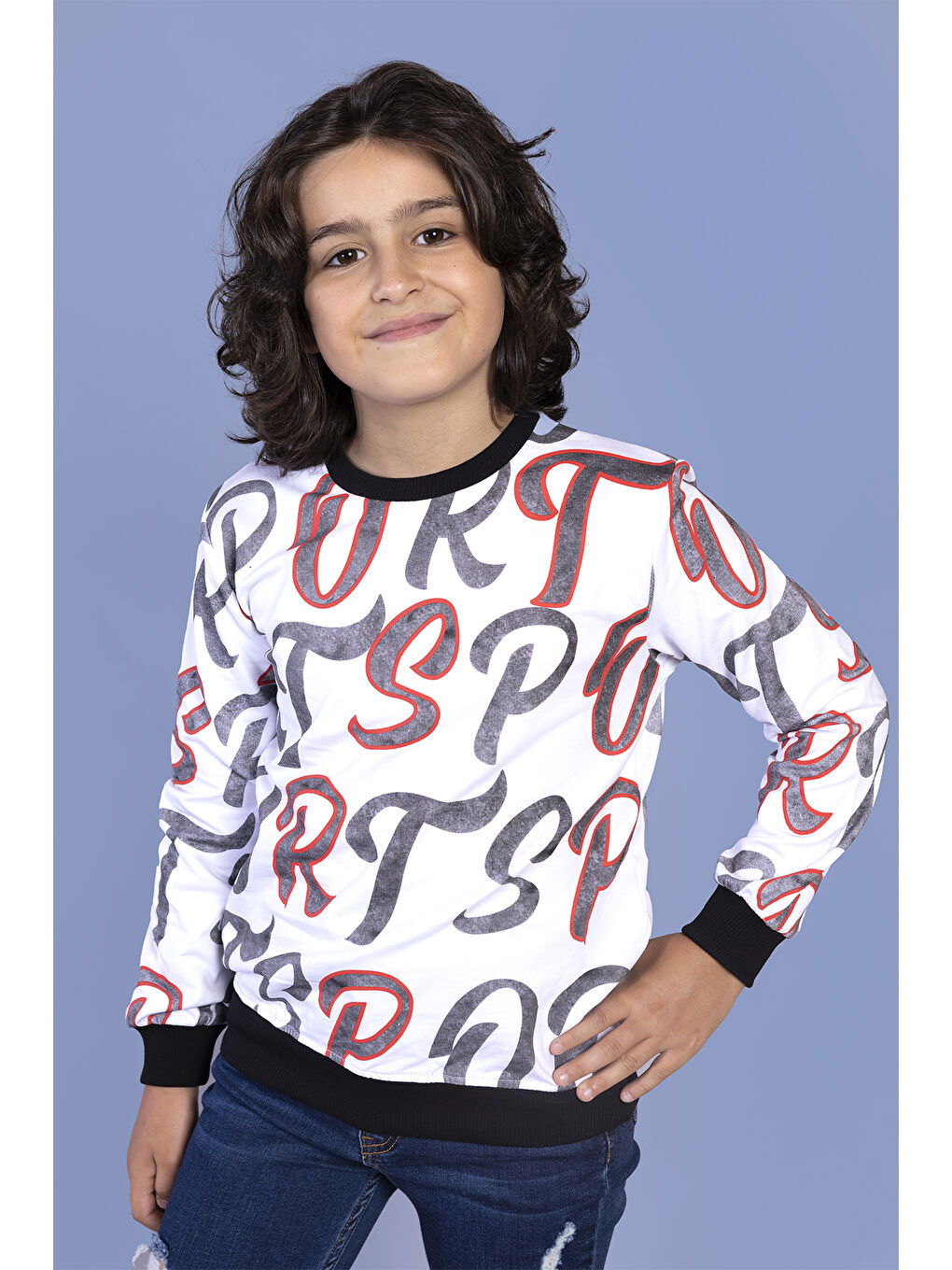 Toontoykids Beyaz Erkek Çocuk Komple Baskılı Sweatshirt