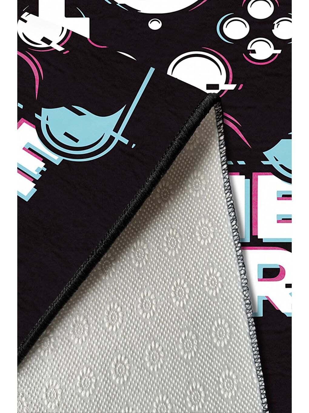 Siyah Dekoratif Özel Tasarım Yıkanabilir, Modern Halı  100 x 200 cm-5