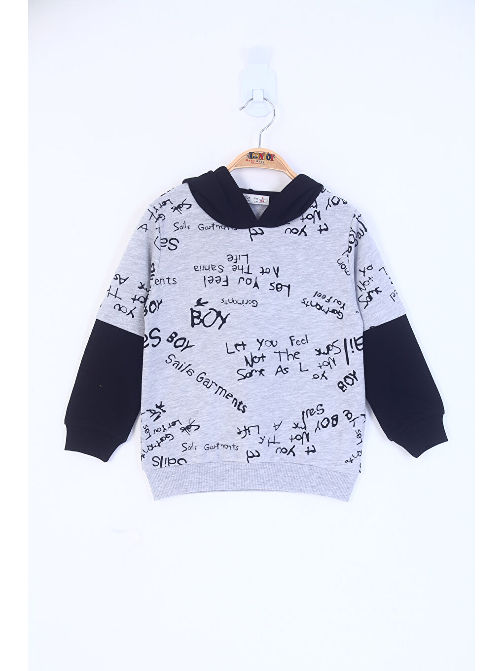 Toontoykids Gri Erkek Çocuk Yazı Baskılı Sweatshirt