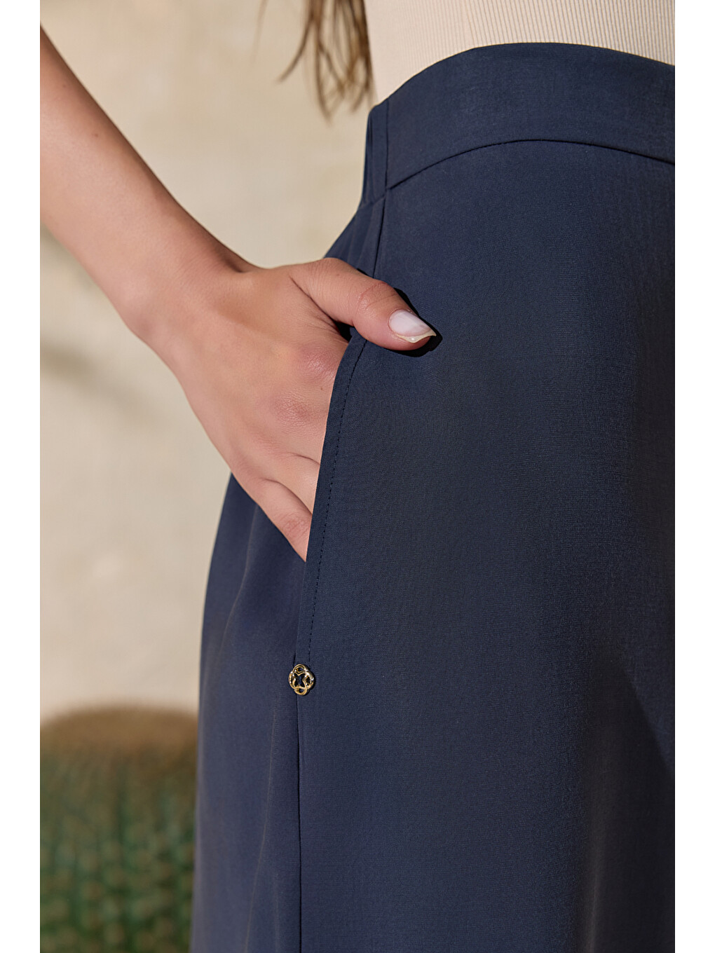 Lacivert Klasik Pantolon Etek-4