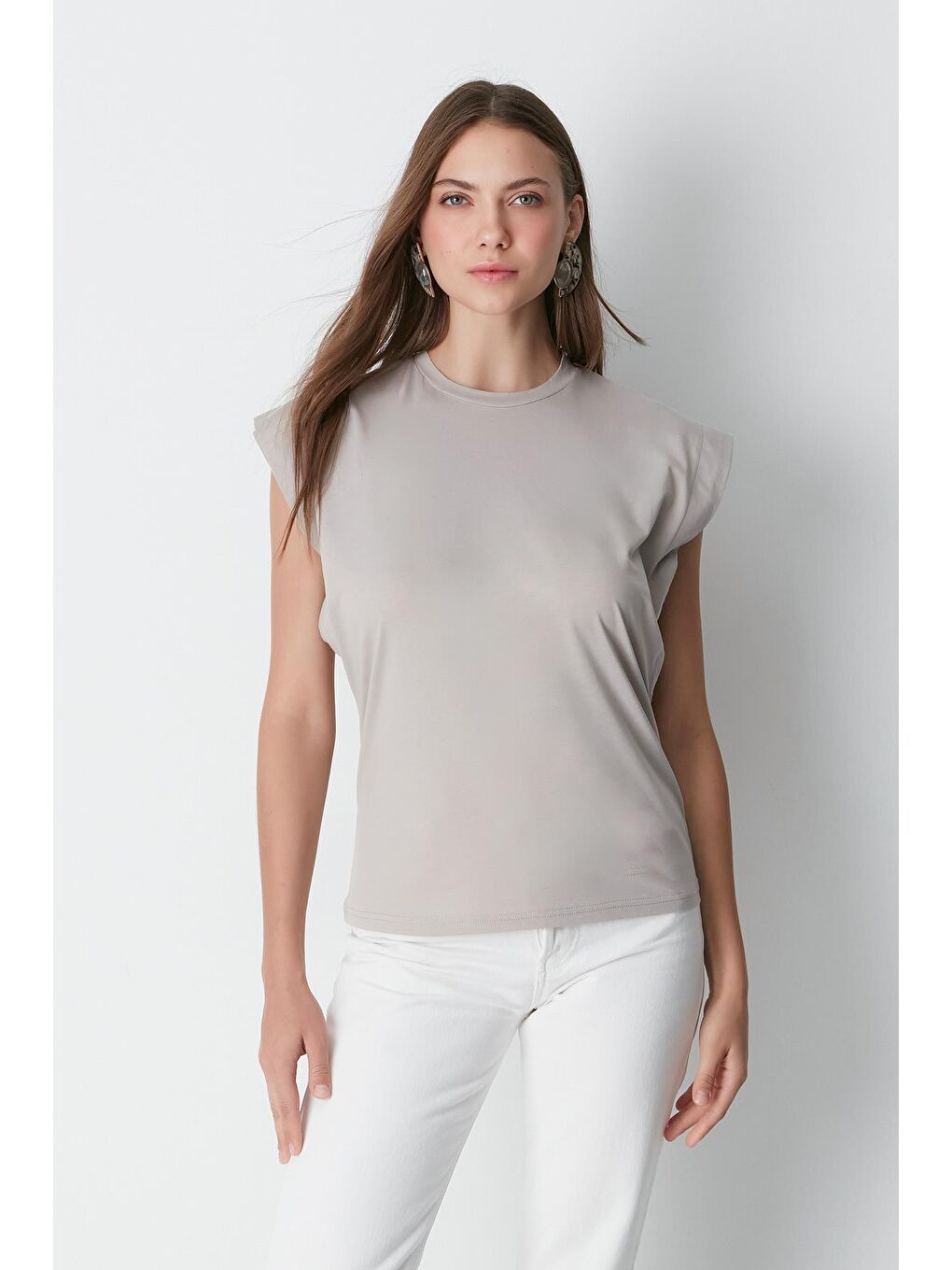 Bisiklet Yaka Kısa Kol 2'li Basic T-Shirt 958 Haki/Gri-1