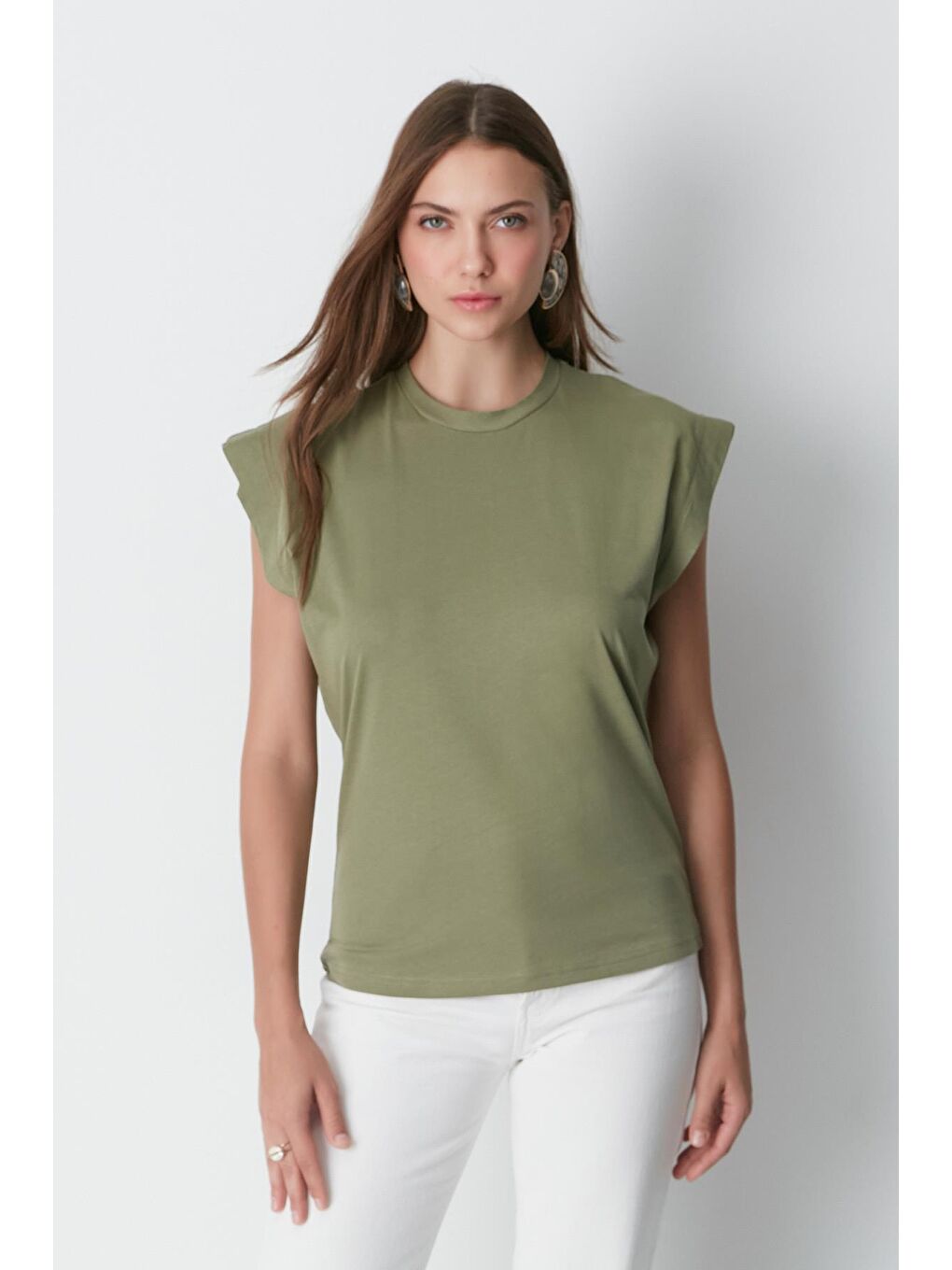 Bisiklet Yaka Kısa Kol 2'li Basic T-Shirt 958 Haki/Gri-6