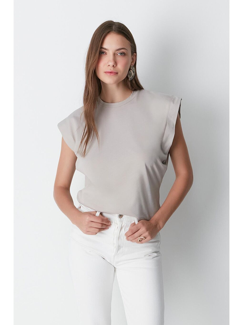 Bisiklet Yaka Kısa Kol 2'li Basic T-Shirt 958 Haki/Gri-8