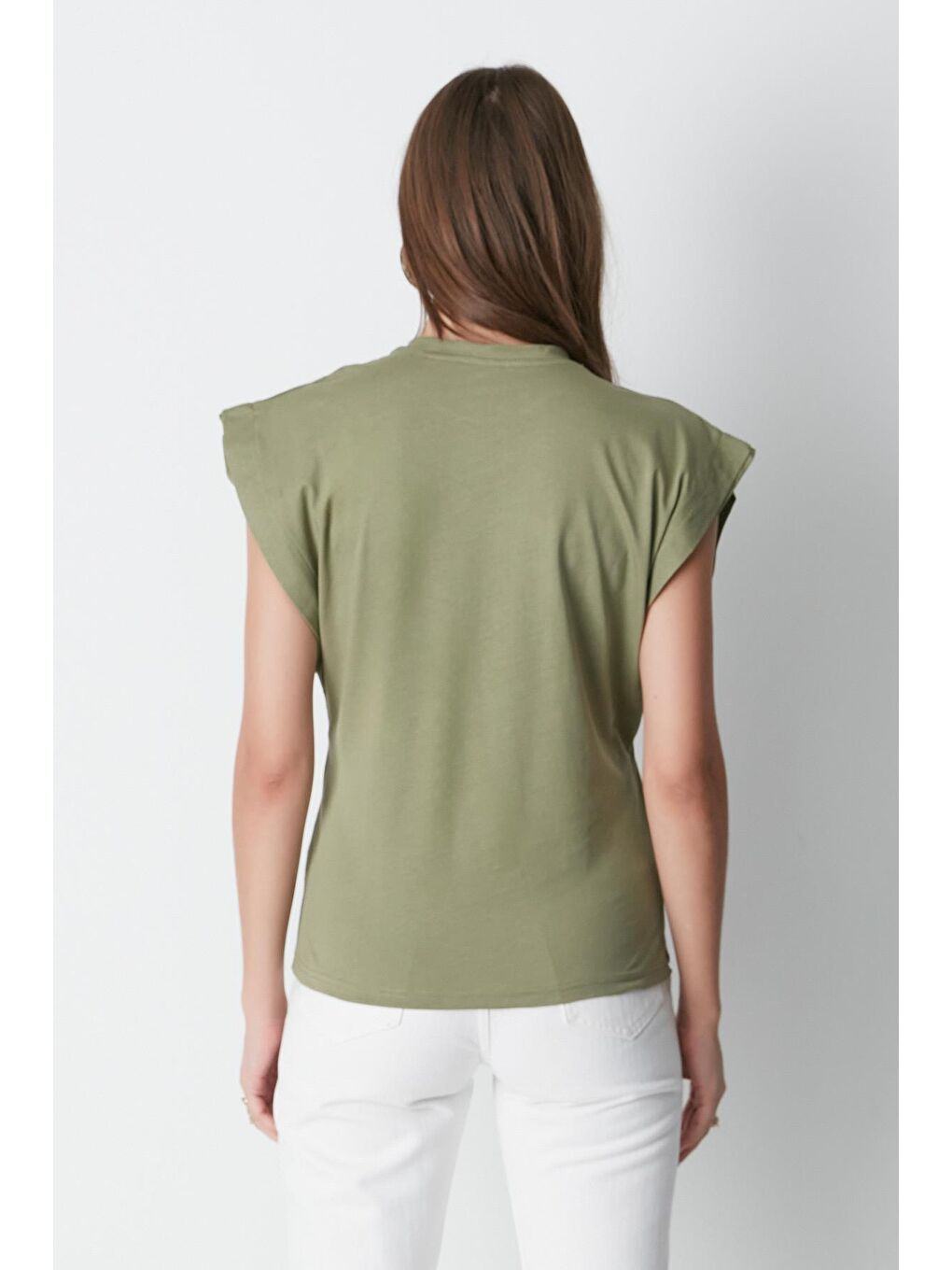 Bisiklet Yaka Kısa Kol 2'li Basic T-Shirt 958 Haki/Gri-9