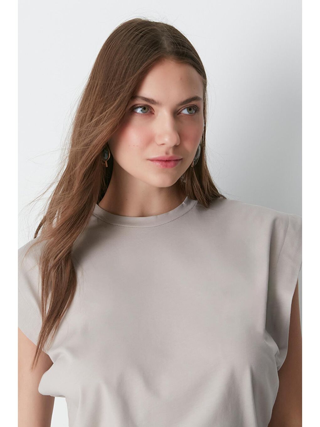 Bisiklet Yaka Kısa Kol 2'li Basic T-Shirt 958 Haki/Gri-10