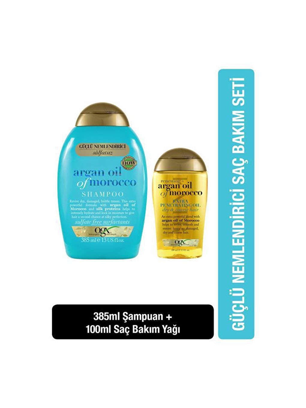 OGX Renksiz Argan Oil of Morocco Sülfatsız Şampuan 385 Ml + Yağ 100 Ml