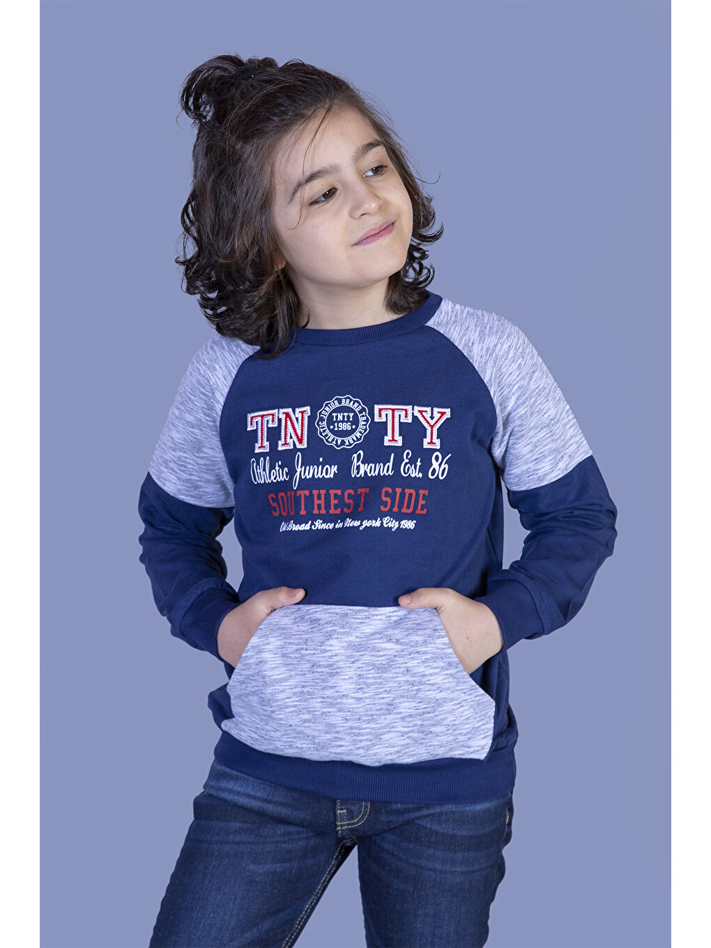 Toontoykids Lacivert Erkek Çocuk Garni Detaylı Nakışlı Sweatshirt