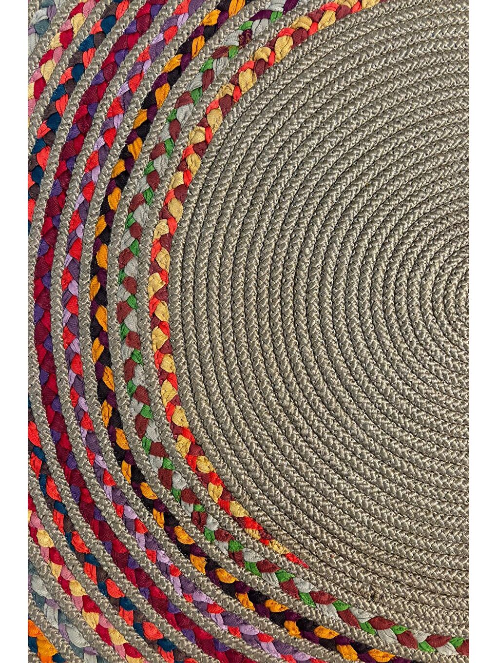 Homefesto Bej Natural Jüt Halı El Dokuma Hasır Yolluk Bohem Jüt Kilim HMFJUT417 90 x 90 cm - 5