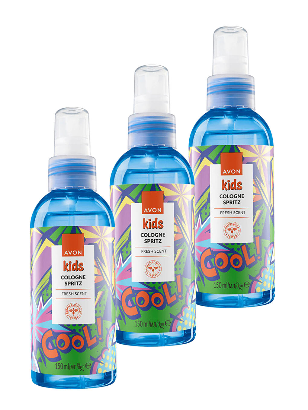 AVON Kids Cool Çocuklar İçin Meyve Kokulu Parfüm Sprey 150 Ml. Üçlü Set