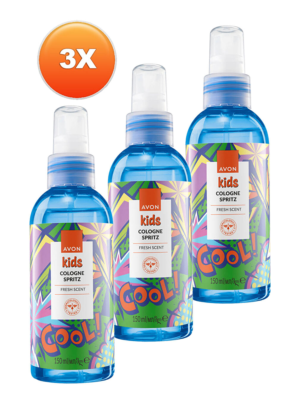 AVON Kids Cool Çocuklar İçin Meyve Kokulu Parfüm Sprey 150 Ml. Üçlü Set - 1