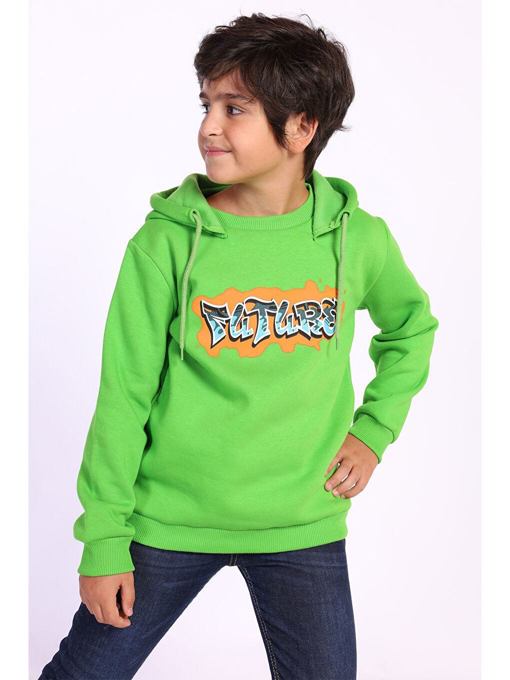 Toontoykids Fıstık Yeşili Erkek Çocuk Kapüşonlu Sweatshirt