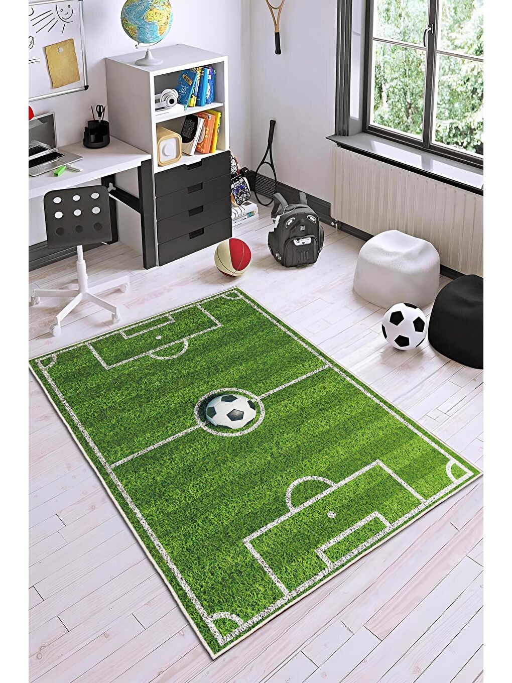 Mavi Dekoratif Özel Tasarım Yıkanabilir, Modern Halı  100 x 200 cm-1