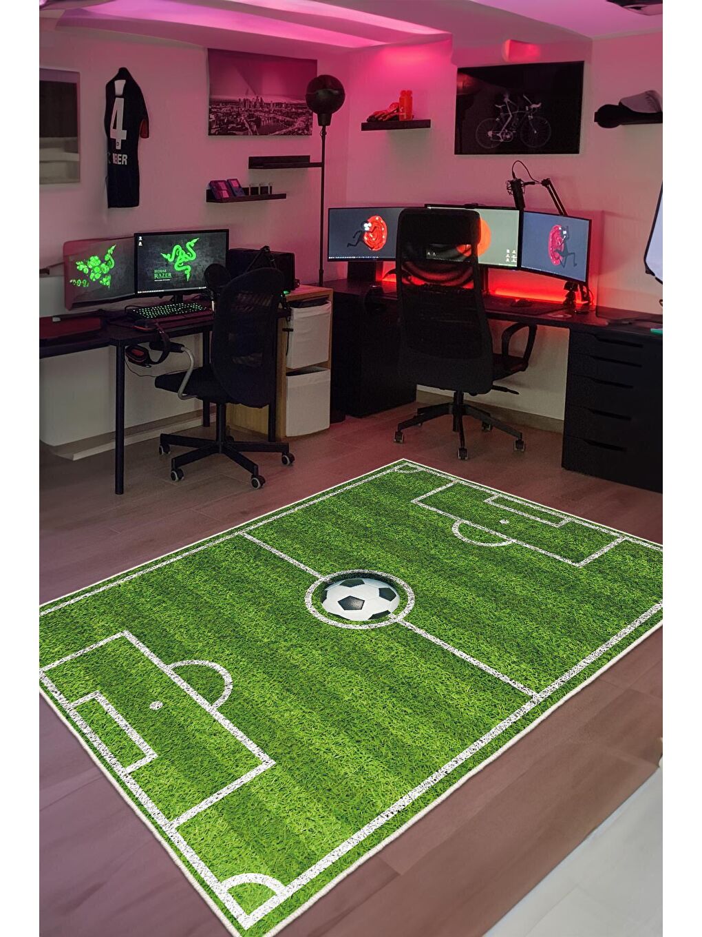 Mavi Dekoratif Özel Tasarım Yıkanabilir, Modern Halı  100 x 200 cm-2