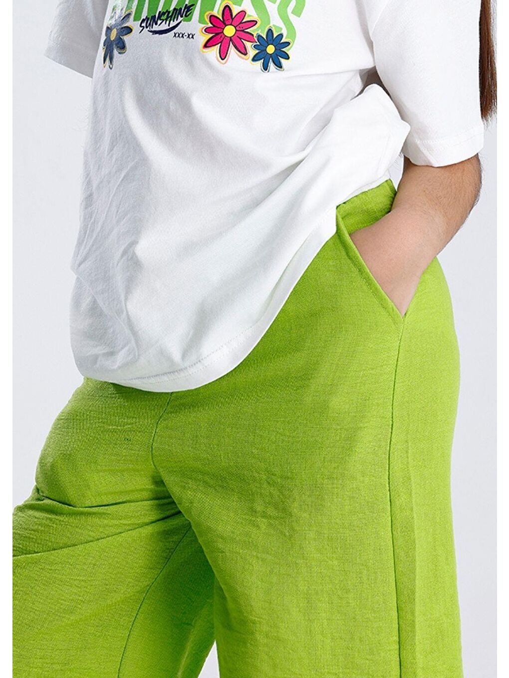 Yeşil Düz Pantolon-3