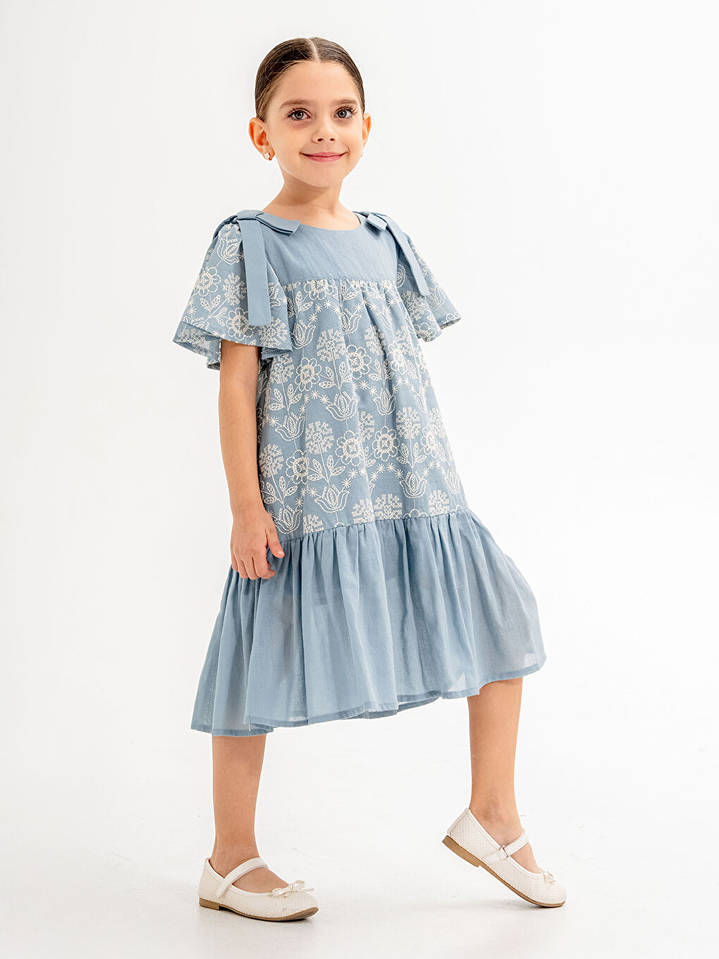 Kız Çocuk Elbise 2-5 Yaş Mavi-2