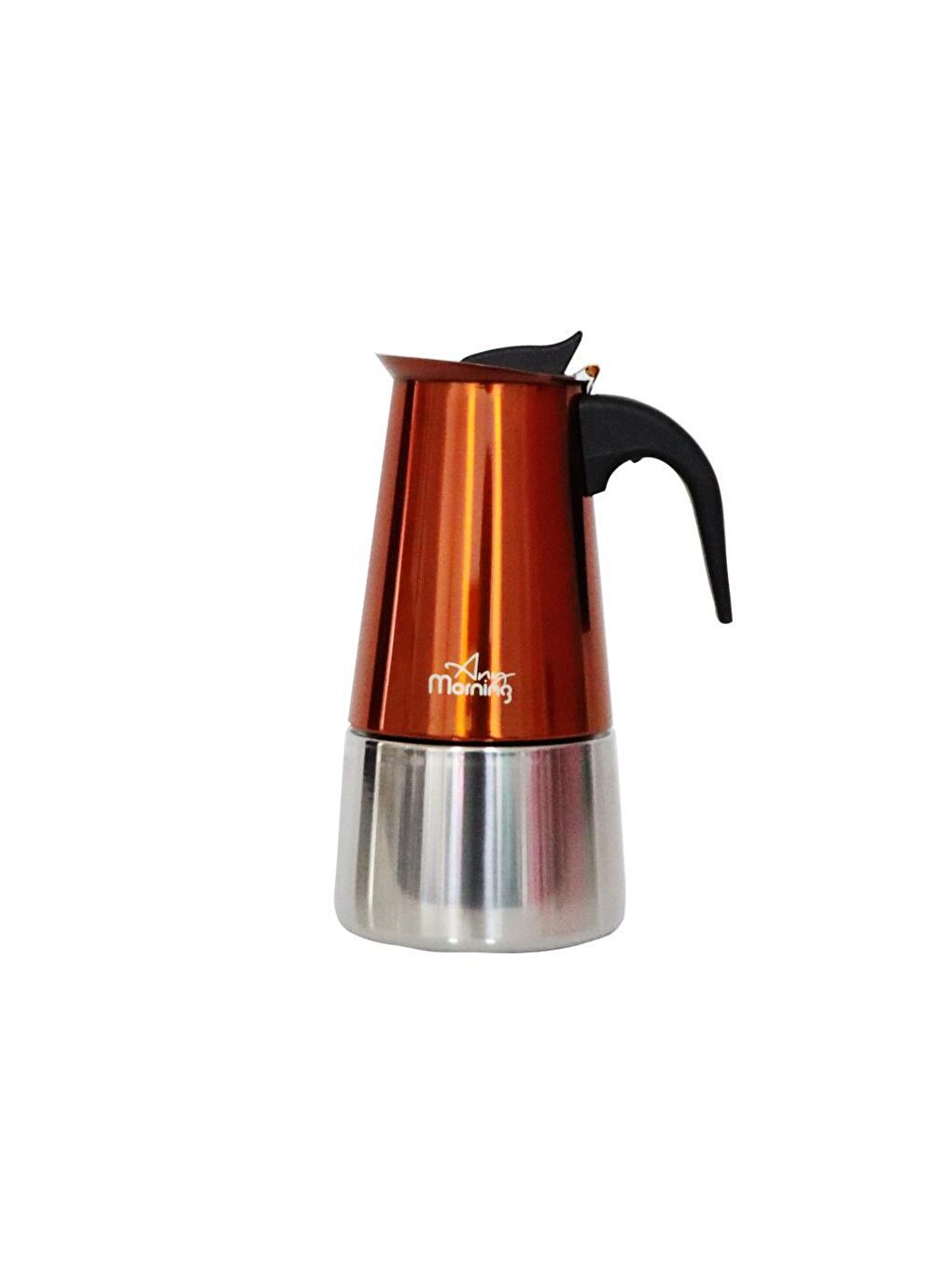 Any Morning Bakır FE001-6 Espresso Kahve Makinesi Paslanmaz Çelik İndüksiyonlu Moka Pot 300 Ml Bakır