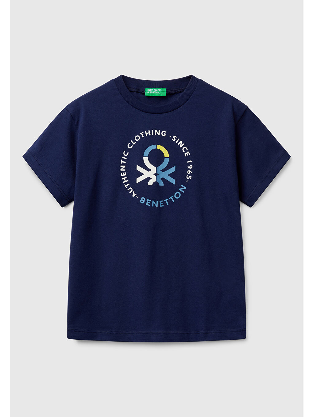 Erkek Çocuk Lacivert Benetton Logo Baskılı Tişört