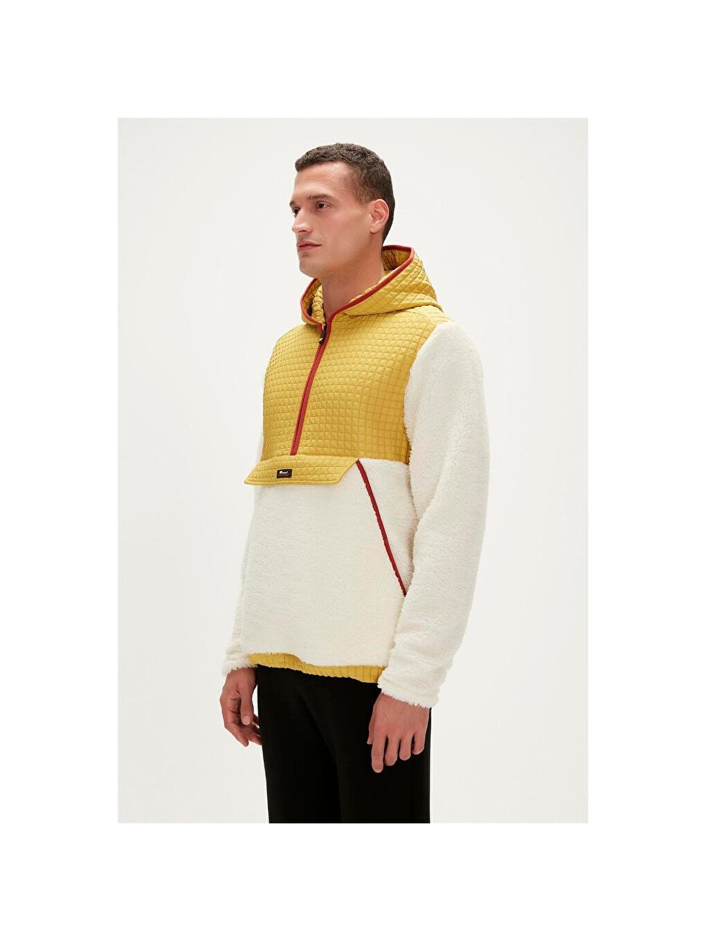Leonard Half Zip Plush Erkek Bej Dik Yaka Sweatshirt-1