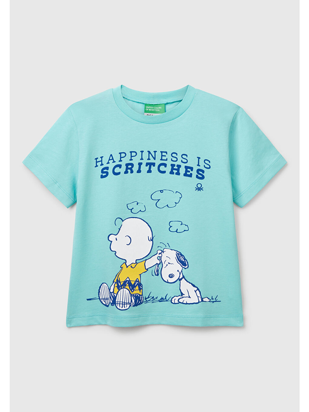 Turkuaz Erkek Çocuk Su Yeşili Peanuts Baskılı Tişört