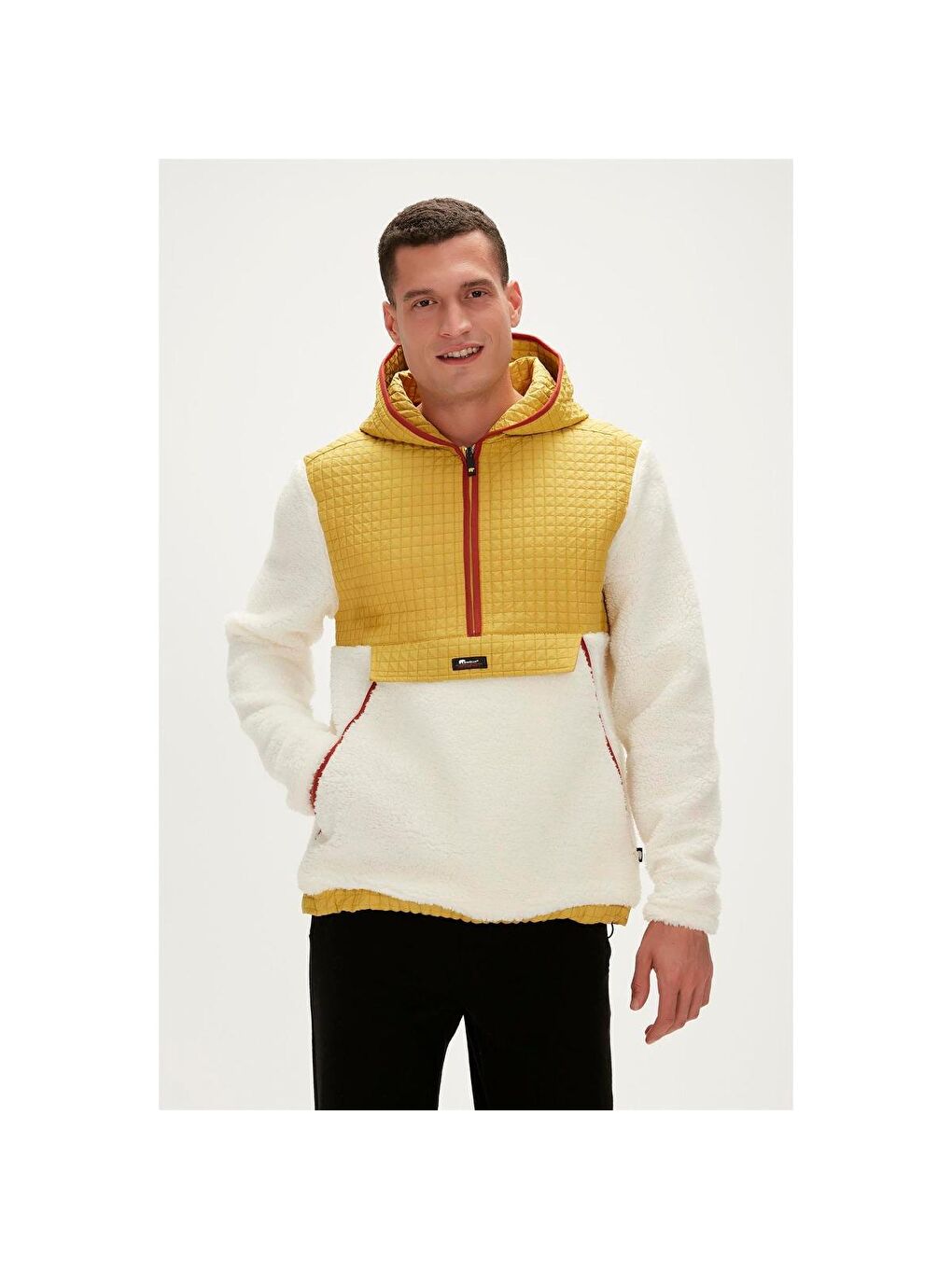 Leonard Half Zip Plush Erkek Bej Dik Yaka Sweatshirt-2