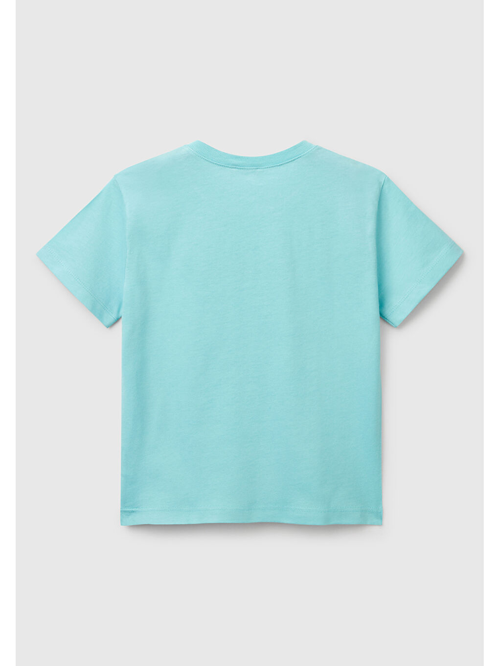 Turkuaz Erkek Çocuk Su Yeşili Benetton Logo Baskılı Tişört-1