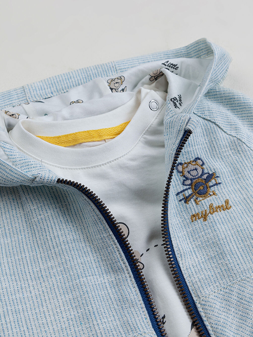 Erkek Bebek Kapüşonlu 3'lü Takım 6-18 Ay Mavi-4