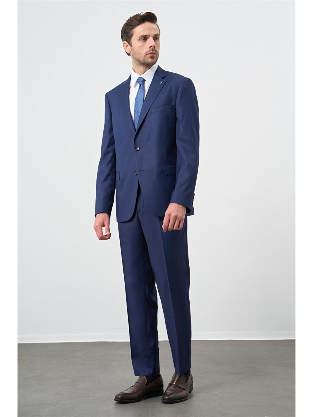 Koyu Lacivert Mono Yaka 6 Drop Comfort Fit Classic Takım Elbise 1001245169-1