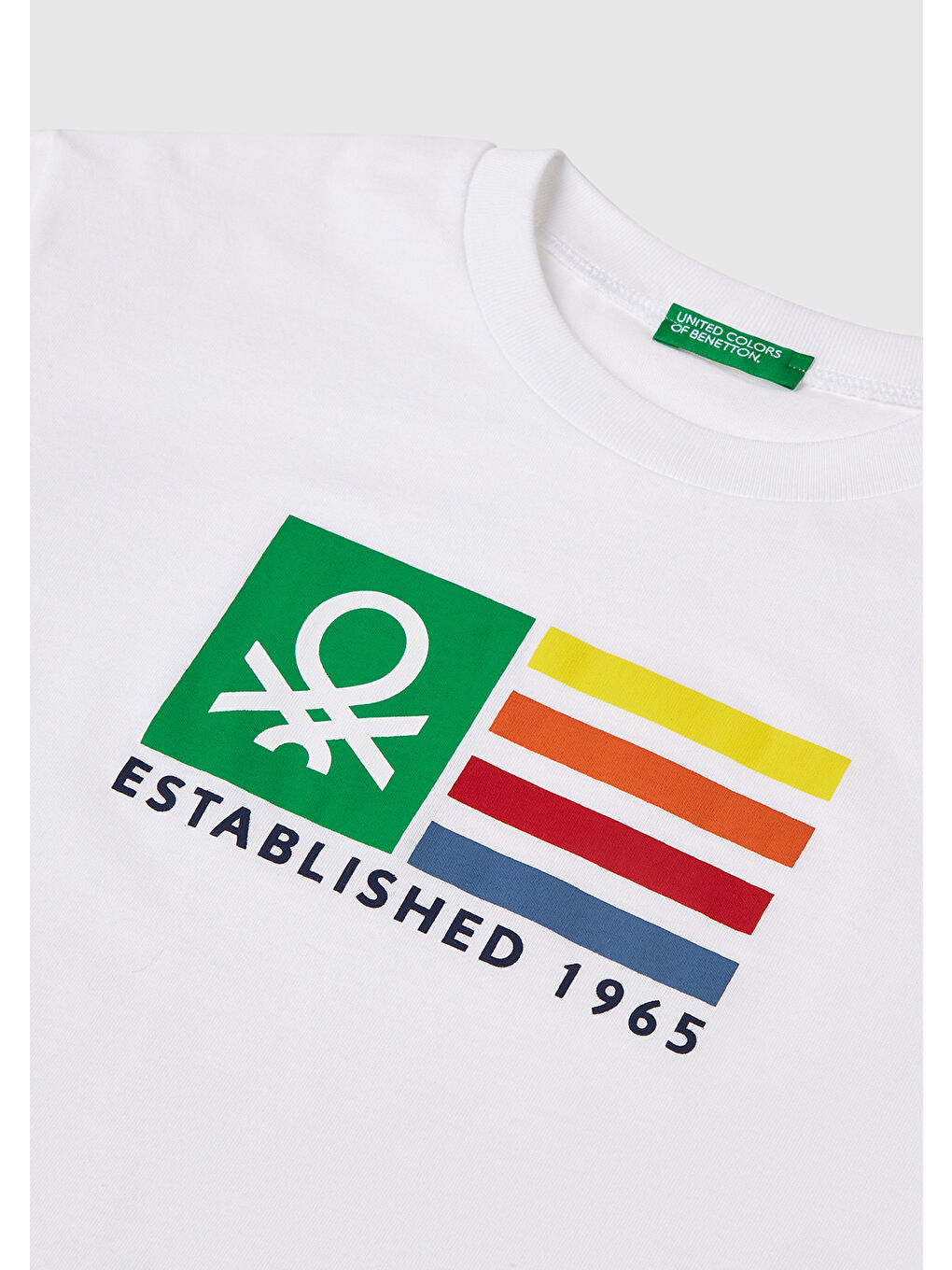 Erkek Çocuk Beyaz Benetton Logo Baskılı Tişört-2