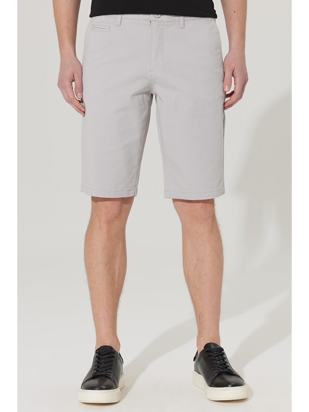 Bej Erkek Taş Slim Fit Dar Kesim Yan Cepli Chino Şort-2