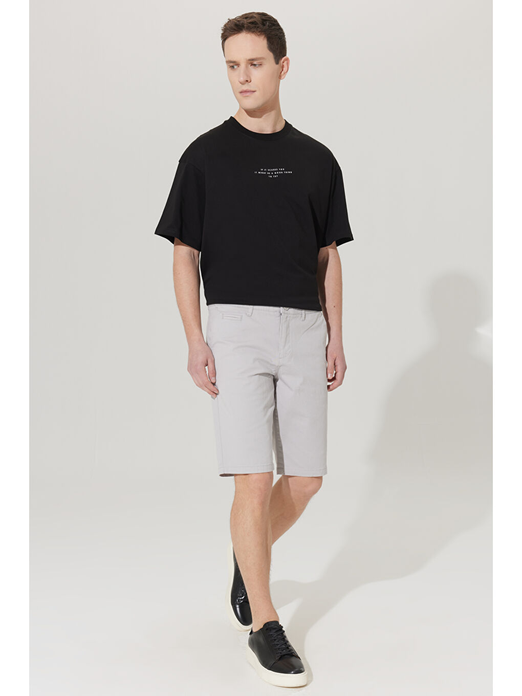 Bej Erkek Taş Slim Fit Dar Kesim Yan Cepli Chino Şort-3