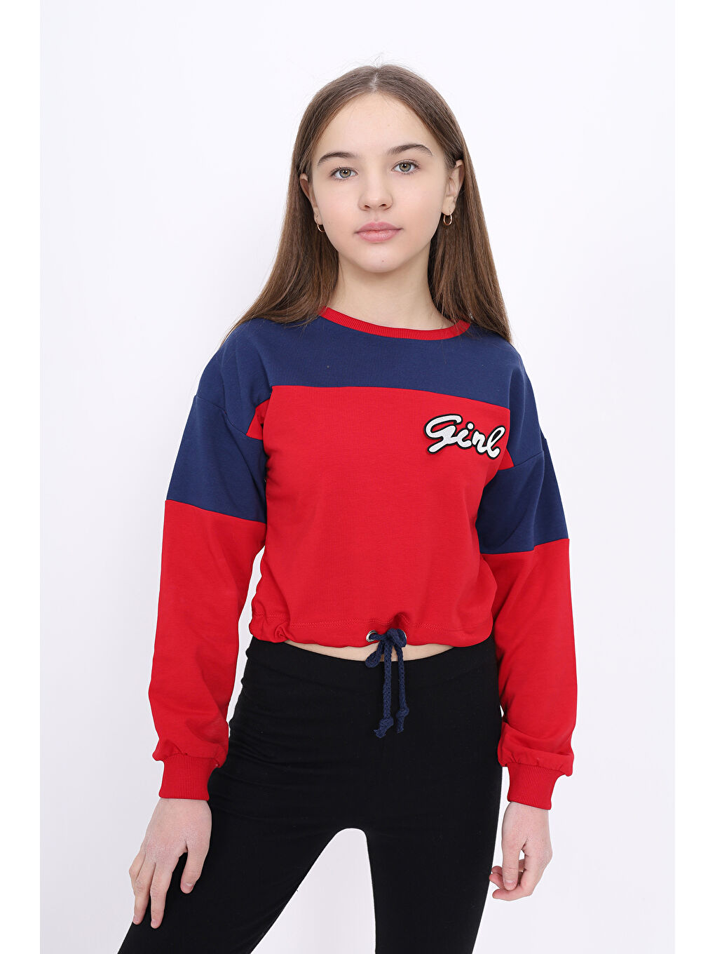 Toontoykids Lacivert Kız Çocuk Varaklı Girl Baskılı Sweatshirt