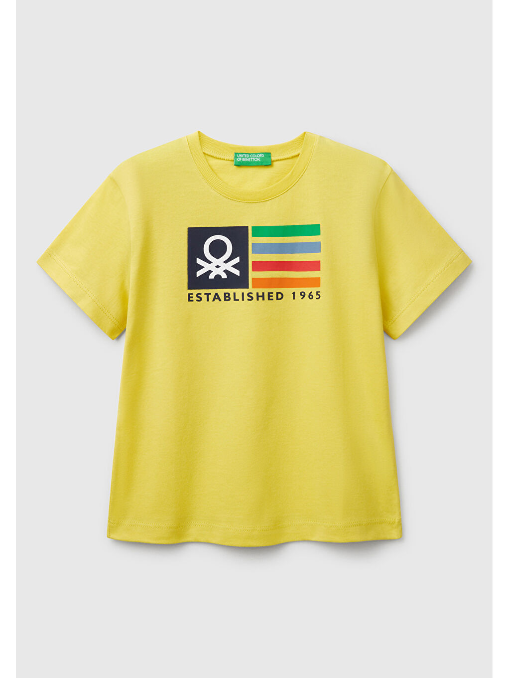 Erkek Çocuk Sarı Benetton Logo Baskılı Tişört