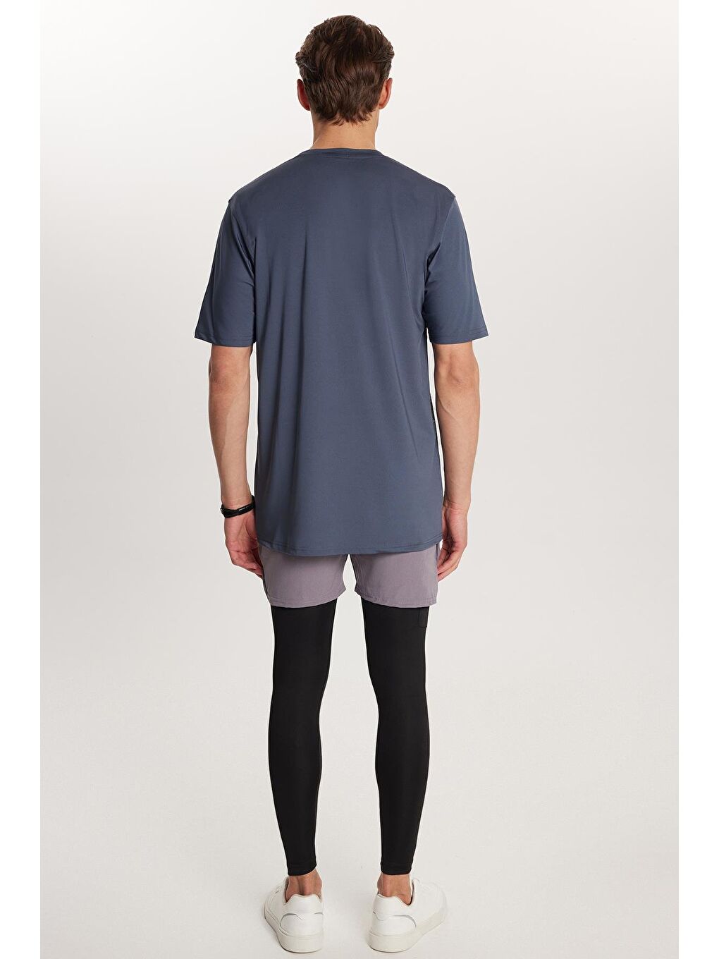 Erkek Standart Fit Pamuklu Düz Basic Baskılı Bisiklet Yaka Gri Tişört-3