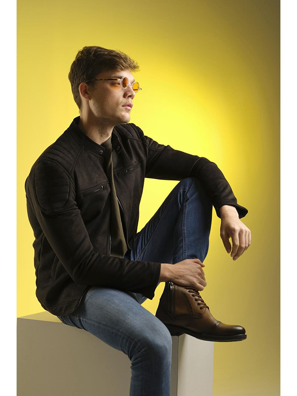 Siyah Tuci Zenta İçi Polarlı Slim Fit Hakim Yaka Erkek Süet Mont-2