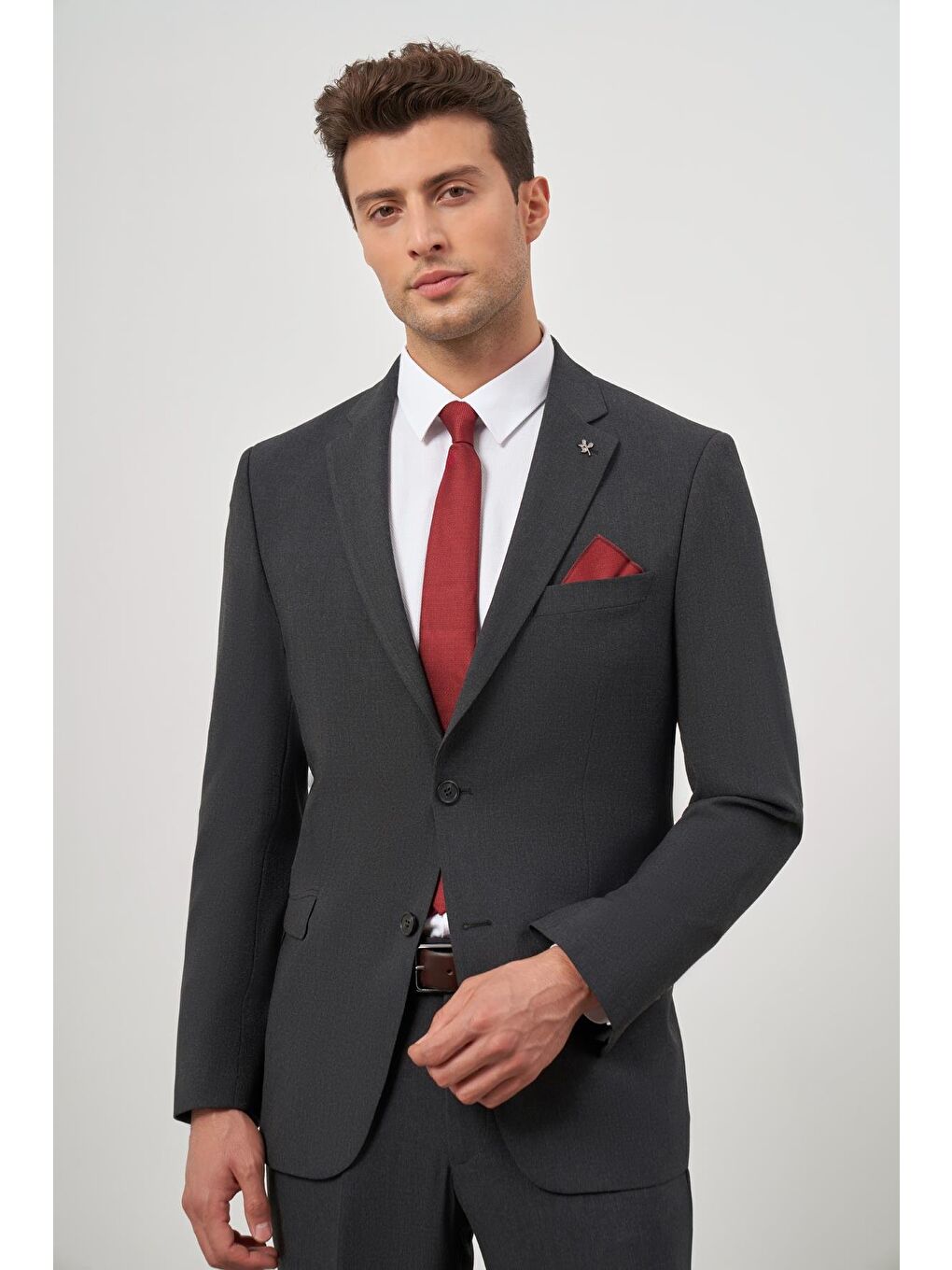 Siyah Kendinden Mono Yaka 2 Düğme 6 Drop Comfort Fit Classic Takım Elbise 1001240189